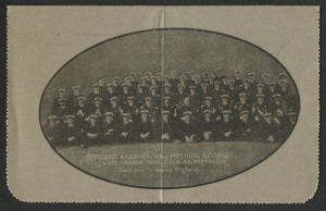 Australia: Postal Stationery: Letter Cards: 1914-18 Military Views (BW:LC25/M8A) 1d KGV Sideface Design P12½, in sepia on Grey to Greenish-Grey Card, pink interior, "Officers and Crew including H.M. King George ..." illustration, 1915 Sydney local postal