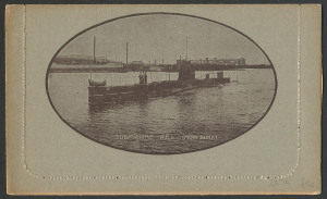 Australia: Postal Stationery: Letter Cards: 1914-18 Military Views (BW:LC25/M10B) 1d KGV Sideface Design P12½, in brown on Grey to Greenish-Grey Card, pink interior, "SUBMARINE A.E.1 (NOW SUNK)" illustration, edge tones, unused, Cat. $175.