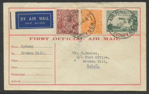 AUSTRALIA: Aerophilately & Flight Covers: 27 Mar. 1936 (AAMC.595) Sydney - Broken Hill cover, flown by WASP Airlines on the inauguration of the route to connect with Adelaide Airways; Broken Hill arrival backstamp..