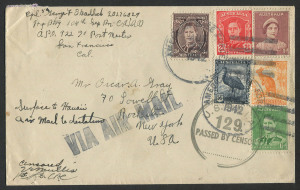 Australia: Postal History: BY SEA AND AIR TO THE USA AFTER PEARL HARBOUR: 25 Aug.1942 censored cover from A.P.O.922 (Townsville) via Hawaii (by sea) and then by air to Rochester, New York by air. (Total franking: 1/2).