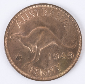 Coins - Australia: Penny: 1949 George VI Penny, Unc/B.Unc.