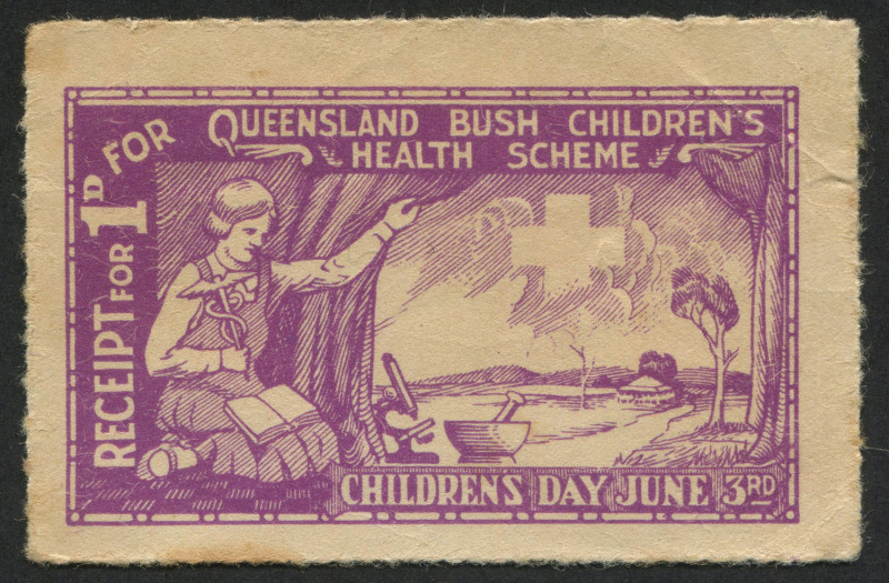 Cinderellas: 1937 'Queensland Bush Children's Health Scheme' rouletted 1d value in mauve, without gum.