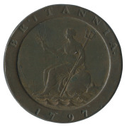 Coins - Australia: Proclamation Coins: Great Britain 1797 One Penny "Cartwheel", F/VF.