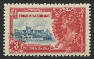 Trinidad & Tobago: 1935 (SG.240) 3c Silver Jubilee variety "Extra Flagstaff", MUH, Cat. �60.