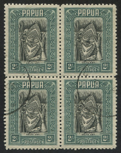 PAPUA: 1932 (SG.141) Pictorials 2/- Papuan Art block of 4, fine used, Cat. �96+.