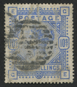 GREAT BRITAIN: 1883-84 (SG.183) QV 10/- ultramarine, few surface abrasions at top, no creasing or tears, Cat. �525.