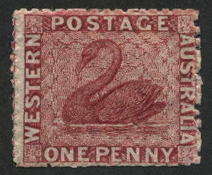 WESTERN AUSTRALIA: 1866-64 (SG.49) No Wmk 1d carmine-rose, unused, Cat. £80.