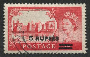 British Levant: 1960-61 (SG.93) 5r on GB QEII 5/- Castle (Wmk Type 179), fine used, Cat. �75.