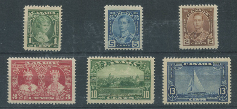 CANADA: 1935 (SG.335-340) 1c - 13c Silver Jubilee set, (6); superb MUH.