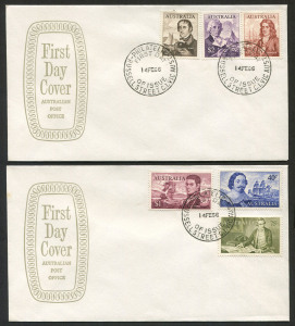 FDC: 1966 40c - $4 Navigators, complete set on 2 official APO unaddressed FDCs. Extremely scarce thus.