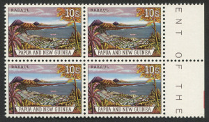 PAPUA NEW GUINEA: 1963 (SG.44) 10/- Rabaul, marginal blk.(4) superb MUH.