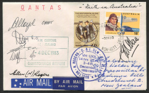 AUSTRALIA: Aerophilately & Flight Covers: 3 Dec.1983 (AAMC.1970b - new listing) Australia - New Zealand flown cover, carried and signed by the crew of Qantas VH-EBK and also signed by tG.U.Allan, who had been on the original "Faith in Australia" flight i