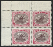 PAPUA: 1916-31 (SG.96aw) 2d brown-purple & claret, upper left cnr.blk.(4); Unit 2 with "lightning strike" variety; wmk Crown to right of A. Unused.