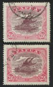 PAPUA: 1916-31 (SG.103, 103a) 2/6 maroon & pale pink, plus 2/6 maroon & bright pink, FU. (2). Cat.�95.