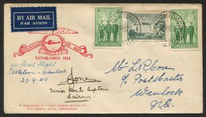 AUSTRALIA: Aerophilately & Flight Covers: 21 Sept. 1940 (AAMC.910) Cooktown - Wenlock flown cover, carried by Airlines of Australia Ltd and signed by the pilot, C. Jones. Rarely seen and undercatalogued at only $50!