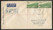 ANTARCTICA: 15 Feb.1954 registered airmail cover from MAWSON Base to USA