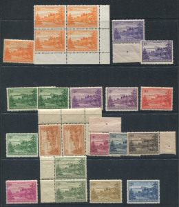 NORFOLK ISLAND: 1947-59 (SG.1-12a) Ball Bay �d to 2/- complete set including White Papers �d (block of 4), 1d, 1�d, 2d (Cat. �130), 3d emerald-green & 2/- deep blue, MUH, Cat �190.