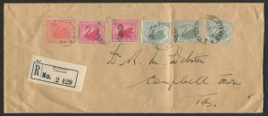 TASMANIA - Postal History: 1931 (May 22) Hobart registered cover to Campbell Town with out-of-period use of WA 2d (3) & 1d (3) tied by REGISTERED/HOBART datestamps, HOBART & CAMPBELL TOWN backstamps.
