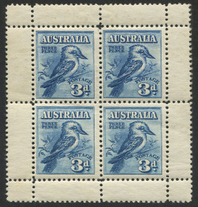 Australia: Other Pre-Decimals: 1928 (SG.106a) 3d Kookaburra Miniature sheet (central position); Mint. Lovely frontal appearance but with a couple of minor gum thins and discolouration.