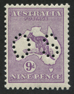 Kangaroos - Third Watermark: 9d Violet (Die 2) perforated Small OS; fresh MUH. [BW;26ba - $475].