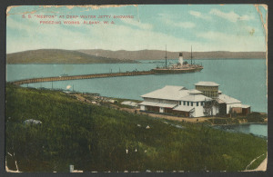 NEW ZEALAND - Postal History: "N.Z. MILITARY POST OFFICE TROOPSHIP No.12. / OCT. 19 1914 / EXPEDITIONARY FORCE." oval cachet� on postcard ("S.S. Nestor at deep water jetty showing freezing works, Albany, W.A.") posted at ALBANY, W.A. (29 Oct.1914) to Wai