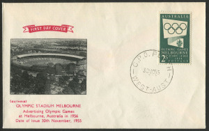 FDC: 30 Nov.1955 (SG.280a) 2/- green Olympic Publicity on unaddressed GUTHRIE FDC from PERTH.