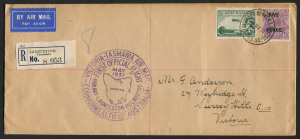 AUSTRALIA: Aerophilately & Flight Covers: 2 May 1931 (AAMC.198a) Launceston - Melbourne, registered cover flown by ANA Ltd on their first service including Launceston; with large violet cachet and arrival backstamps. 
