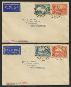 AUSTRALIA: Aerophilately & Flight Covers: 3 - 8 Oct.1934 (AAMC.429a) Carnarvon - Ord River & Broome - Carnarvon flown covers, carried by MacRobertson Miller Aviation Co., on their inaugural services. Cat. from $300. 