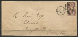 GREAT BRITAIN - Postal History: 1873 (Dec.7) cover from Malvern to Worcester with �d Bantam (SG.49) Plate 3 vertical pair tied by very fine MALVERN '497' duplex, fine Worcester arrival backstamp.