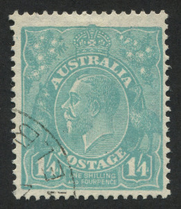KGV Heads - CofA Watermark: 1931-36 (SG.131) 1/4d Turquoise variety "Flattened cross of crown" [1L3]. fine CTO, without gum. BW:131fw, Cat $75+.