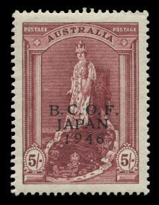 BCOF Japan: 1947 (SG.J7a) 5/- Robes (Thin rough paper), superbly centred MUH.