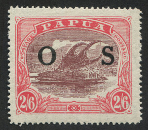 PAPUA: OFFICIAL: 1932 (SG.O66a) 2/6 Maroon & Bright-Pink overprinted OS, superb MUH.