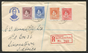 NAURU: FDC: 10th May 1937 registered FDC for the complete Coronation set of 4; the cover addressed to South Africa, with Melbourne transit and Simonstown arrival backstamps.