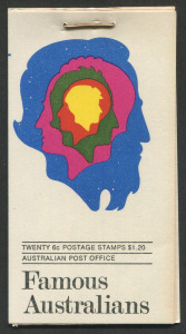 Australia: Booklets: 1970 $1.20 Famous Australians, stapled remake booklet; both covers without perforations. Excellent condition. Pfeffer B135fS. Rare.