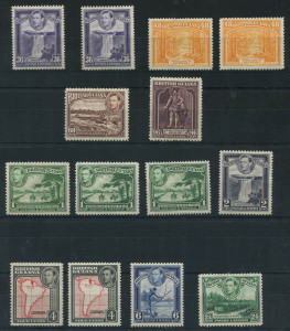 British Guiana/Guyana: 1938-52 KGVI Pictorials to 96c incl. 1c yellow-green SG.308, 24c green Wmk Upright SG.312, 60c red-brown & 96c P.12� SG.316 (few nibbed perfs), fine mint overall, Cat. �100+.