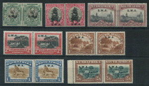 SOUTH WEST AFRICA: 1927-30 (SG.58-65) �d to 2/6d Pictorials (ex 6d) in bilingual pairs, few light gum tones, fine mint overall, Cat �80.