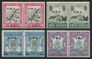 SOUTH WEST AFRICA: 1935 (SG.92-95) Voortekker Memorial Fund set in bilingual pairs, (2d inclusion on gum), fine mint, Cat �29.