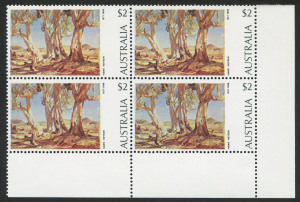 Australia: Decimal Issues: 1974 (SG.566) $2 Red Gums by Hans Heysen, lower right cnr.blk.(4) with unlisted constant variety "Smoking volcano at right" R5/4; fresh MUH.