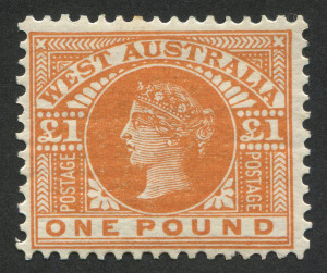 WESTERN AUSTRALIA: 1902 (SG.128) £1 orange-brown top value, very fine Mint. Cat.£425.