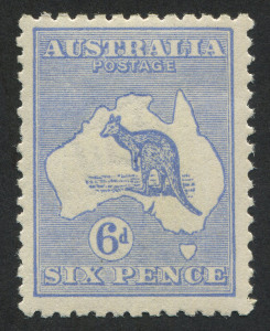 Kangaroos - Third Watermark: 6d Ultramarine (Die 2B) superbly centred, fresh MUH.