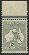 Kangaroos - Third Watermark: 2d Grey (Die 1) marginal single, superb MUH.