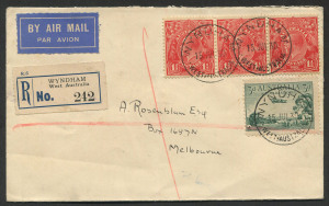 AUSTRALIA: Aerophilately & Flight Covers: 16 July 1930 (AAMC.165) Wyndham - Derby flown registered cover, carried by W.A.A.on their extended route from Perth.