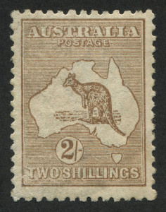 Kangaroos - Third Watermark: 2/- Pale Brown, attractive appearance but regummed.