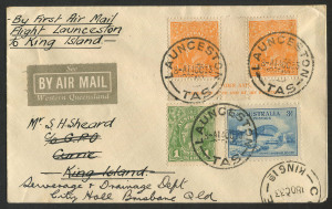 AUSTRALIA: Aerophilately & Flight Covers: 14 October 1933 (AAMC.340) Launceston - Currie (King Island) flown cover, carried by Matthews Aviation Co., on their opening service. [Only 50 flown].