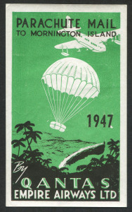 AUSTRALIA: Aerophilately & Flight Covers: 19 December 1947 (AAMC.1132a) 1947 Mornington Island Parachute Mail vignette, fresh Unused.