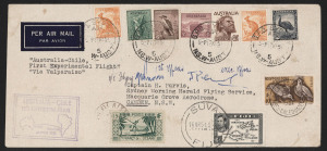 AUSTRALIA: Aerophilately & Flight Covers: 12 Mar.1951 (AAMC.1271) Australia - Chile - Australia, flown cover, endorsed "Australia-Chile/First Experimental Flight/Via Valparaiso", with cachets on the front & reverse, and most unusually, signed by Captains