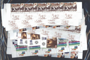 ISRAEL: 2005 range of 3.30NIS commemorative issues in tab strips, tab blocks and complete sheets, (294) MUH.�