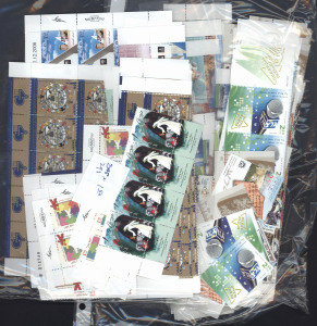 ISRAEL: 2007-09 range of 1.50NIS (293) and 2.30 (530) commemorative issues in tab strips, blocks and complete sheets, MUH. FV: 16,58.50NIS.