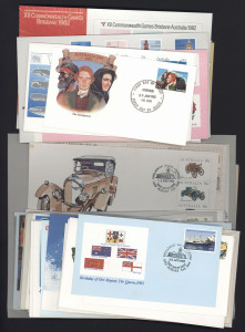 FDC: 1981 - 1990 collection of 49 different P.O.Official unaddressed FDCs. Stamp Face Value: $70+.