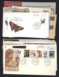 FDC: 1981 - 1990 collection of 44 different P.O.Official unaddressed FDCs. Stamp Face Value: $64+.